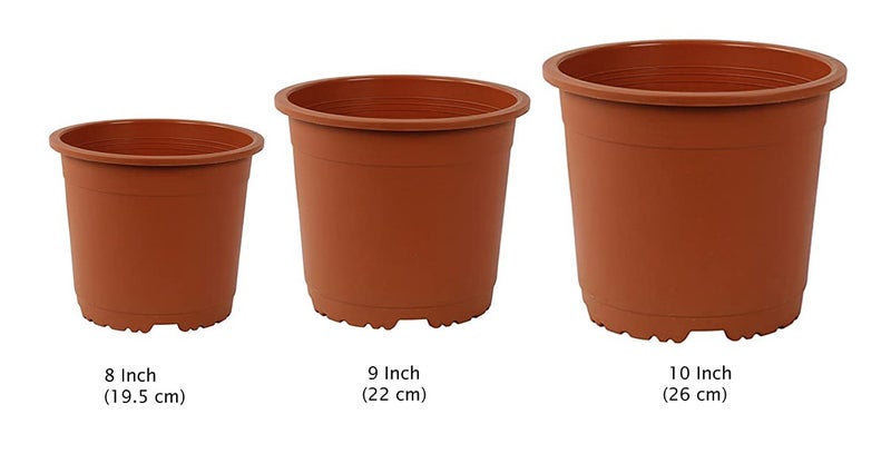 CAPPL 9 Inch (22 cm) Plastic Pot Round (Terracotta, 5 Pieces) - Image 5