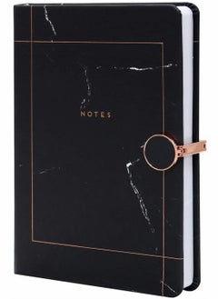 KASTWAVE Black Marble Lined Notebook Lined Pages A5 Memo Journal Agenda Note With Magnetic Metal Buckle And Bookmark Ribbon Ruled sheets Notepad Stationery  - Image 1