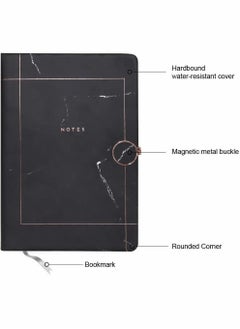 KASTWAVE Black Marble Lined Notebook Lined Pages A5 Memo Journal Agenda Note With Magnetic Metal Buckle And Bookmark Ribbon Ruled sheets Notepad Stationery  - Image 4
