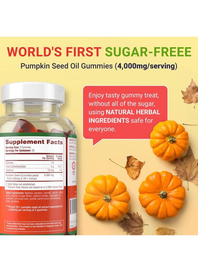 Purify Life - Sugar-Free Pumpkin Seed Oil Gummies (4,000mg/serving) Pumpkin Seed Oil for Hair Growth, Youthful Skin, Prostate Health, Immune & Urinary Tract Support-Natural Source of Essential Fatty Acids-60 Chews - Image 1