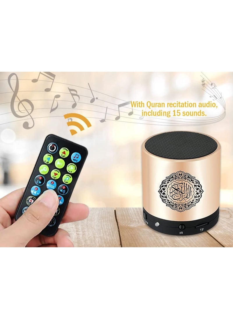 Portable Bluetooth Quran Speaker with Remote Control, Gold - Image 5