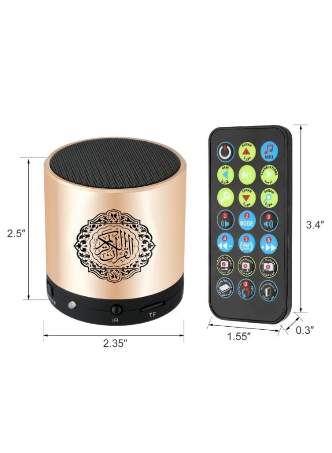 Portable Bluetooth Quran Speaker with Remote Control, Gold - Image 2