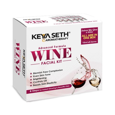 Keya Seth Aromatherapy Wine Facial Kit 6 Steps Enriched with Red Grape Seed Extract for Instant Glowing Blemishfree Even Complexion 60ml