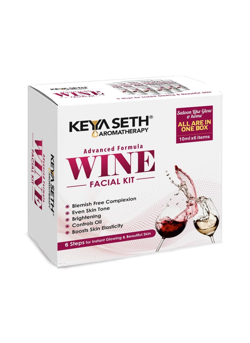 KEYA SETH AROMATHERAPY, DEVICE OF DROP Keya Seth Aromatherapy Wine Facial Kit 6 Steps Enriched with Red Grape Seed Extract for Instant Glowing Blemishfree Even Complexion 60ml  - Image 1