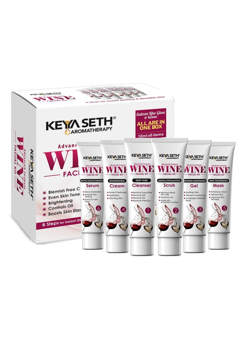 KEYA SETH AROMATHERAPY, DEVICE OF DROP Keya Seth Aromatherapy Wine Facial Kit 6 Steps Enriched with Red Grape Seed Extract for Instant Glowing Blemishfree Even Complexion 60ml  - Image 2