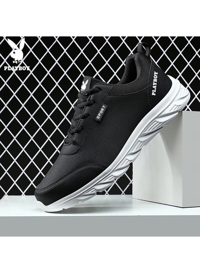 Playboy Men's Shoes Autumn Winter Dad Sneakers Thick Sole Casual Sports Running Shoes Fashion Black White Size 42 - Image 4
