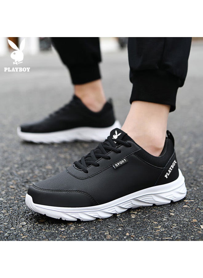 Playboy Men's Shoes Autumn Winter Dad Sneakers Thick Sole Casual Sports Running Shoes Fashion Black White Size 42 - Image 1