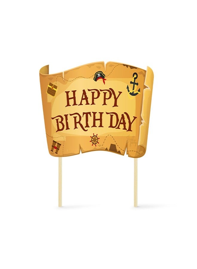 Just Party Pirates Theme Happy Birthday Cake Topper & Birthday Props for Kids | Sea Adventure Cake Toppers for Cake Decoration & Photo Props / Muffin Toppers | Set of 6 Props + 1 Topper - Image 3