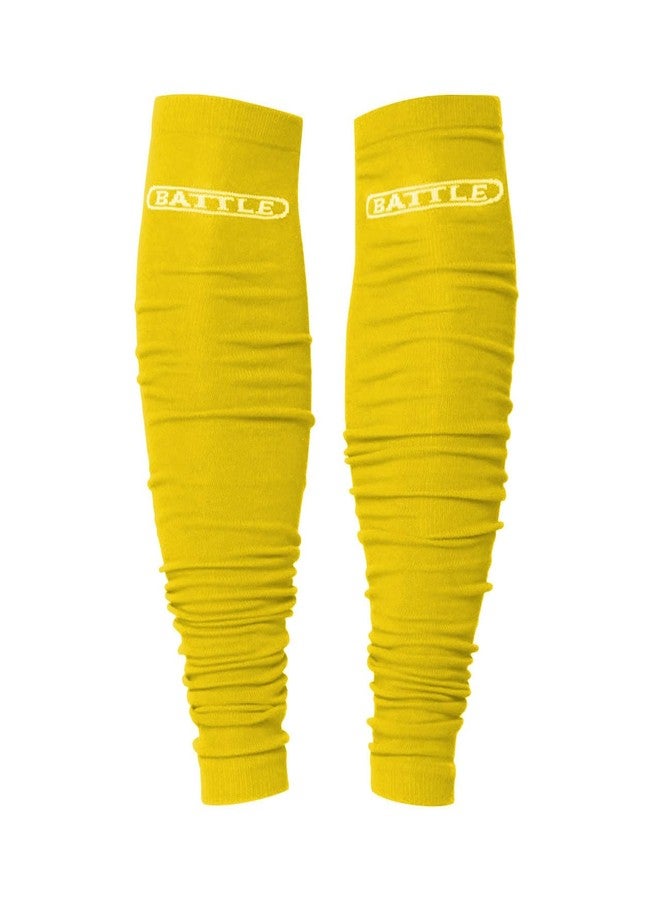Battle Sports Long Scrunch Football Sock Sleeve, Extra Long Sport Calf Sleeve for Men & Boys (Adult S/M, Yellow) - Image 1