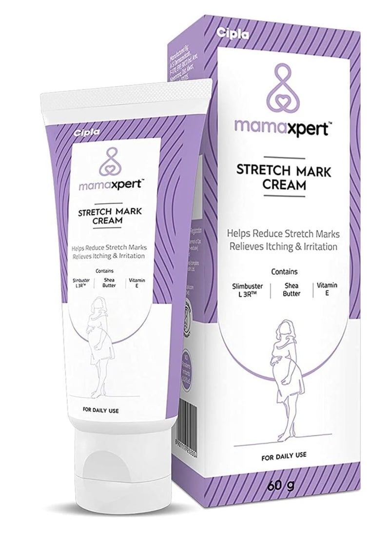Cipla Mamaxpert Stretch Mark Cream (60g) | Reduces Stretch Marks & Scars | Moisturizes and Smoothens Skin | Fast-Absorbing and Firming Formula for Pregnancy & Weight Loss - Image 1