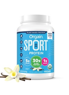 Orgain Organic Sport Vegan Protein Powder, Vanilla - 30g Plant Protein, 4g Prebiotic Fiber, 5g BCAA For Pre-Workout, Muscle Recovery, Gluten Free, Non-GMO, No Dairy or Lactose Ingredients - 2.01lb  - Image 1
