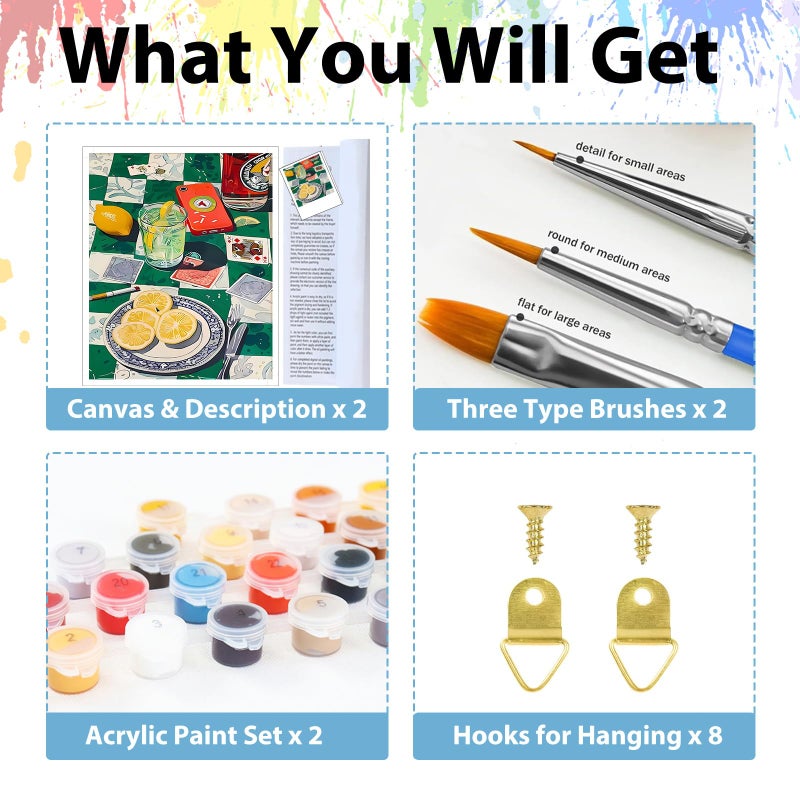 hkejoi 2 Pack Paint by Number Adults, Poker Paint by Numbers Kit for Adults Beginners, DIY Crafts Acrylic Painting by Number Kits Couple for Gifts Home Decor 12x16 Inch - Image 5