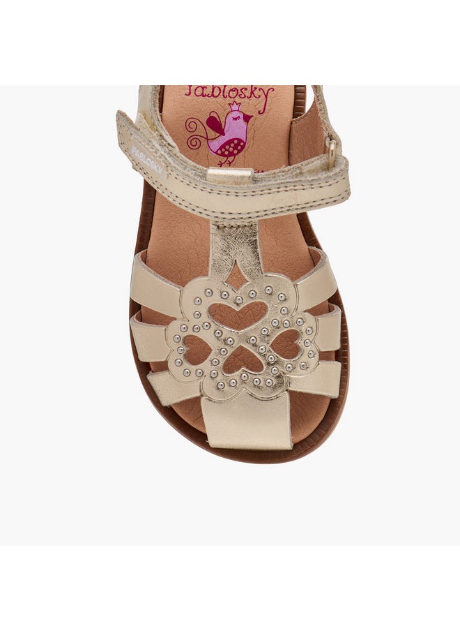 Pablosky Girls' Embellished Sandals with Hook and Loop Closure  - Image 3