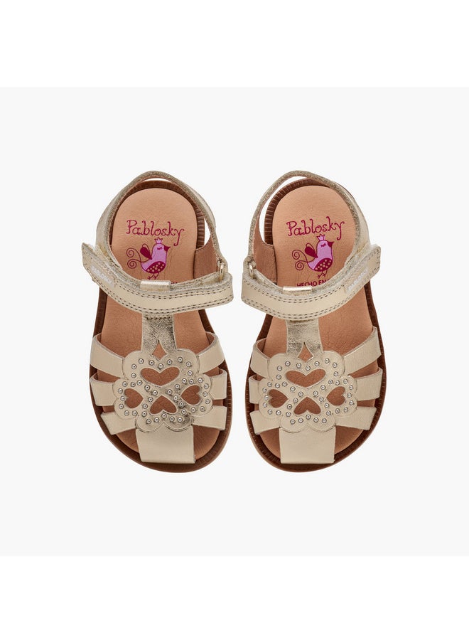 Pablosky Girls' Embellished Sandals with Hook and Loop Closure  - Image 1