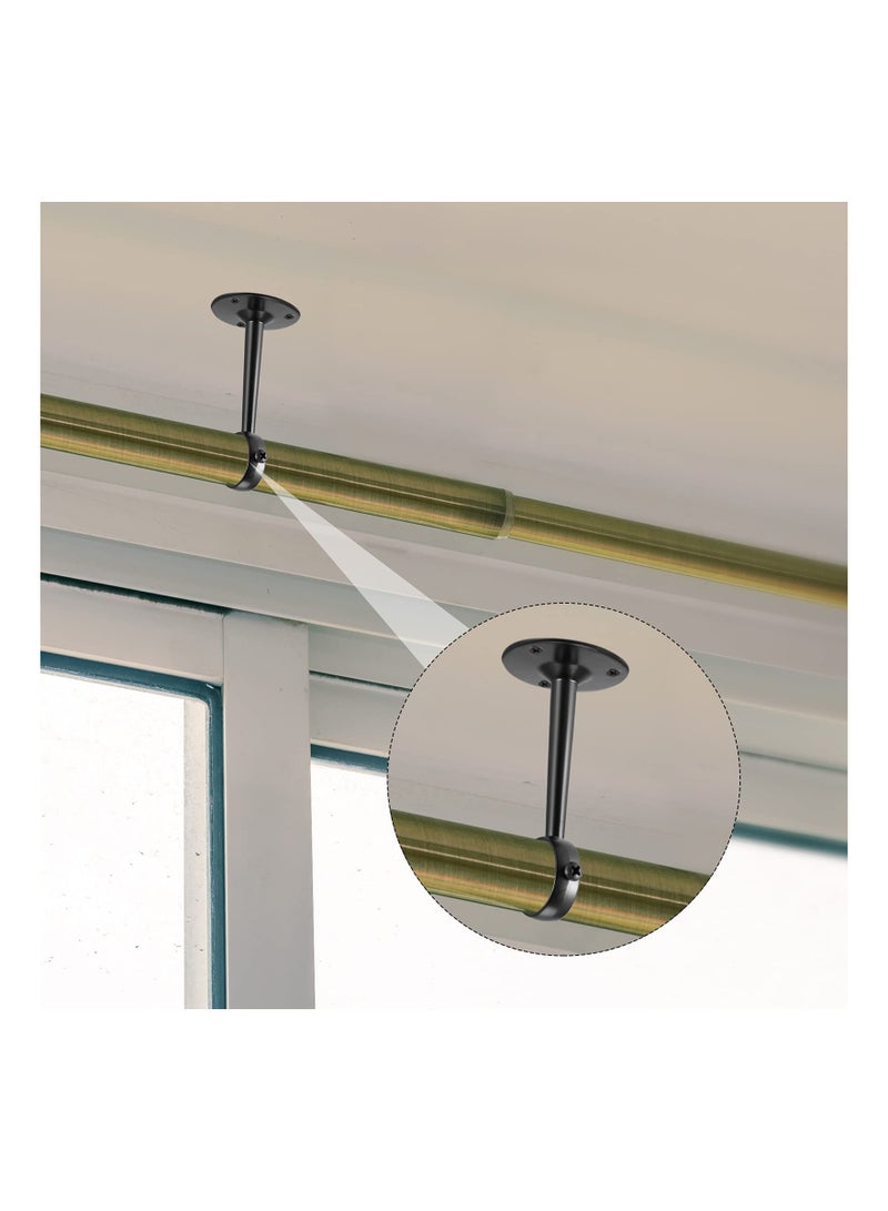Adjustable 1-1/4 Inch Ceiling-Mount Curtain Rod Holders with Screws, Black - 6 Pieces for Home, Kitchen, Closet, Shower, Wall, and Window Use. - Image 4
