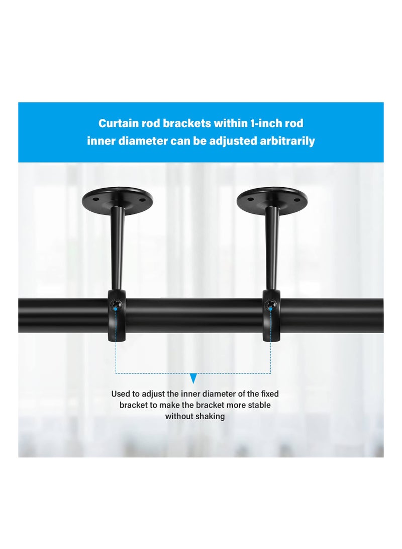 Adjustable 1-1/4 Inch Ceiling-Mount Curtain Rod Holders with Screws, Black - 6 Pieces for Home, Kitchen, Closet, Shower, Wall, and Window Use. - Image 3