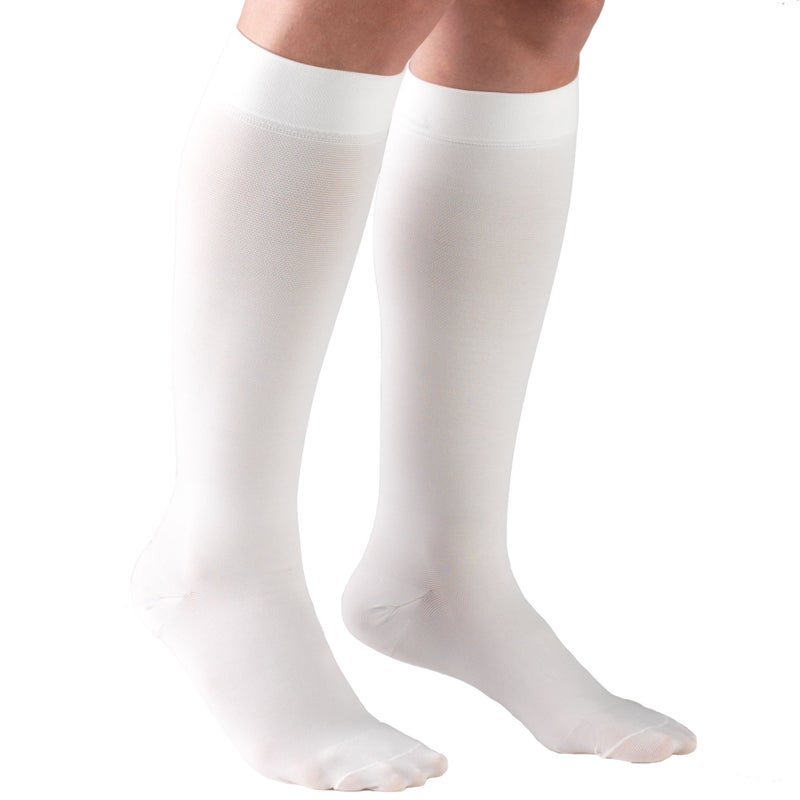 Truform 2030 mmHg Compression Stockings for Men and Women Knee High Length Closed Toe White Medium 8865WHM