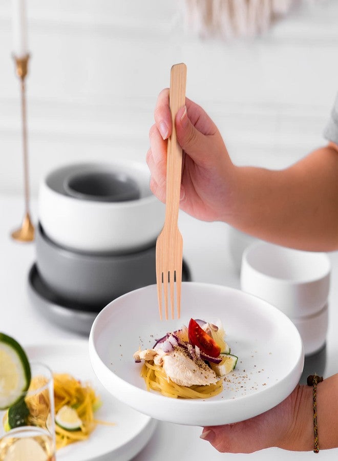 MEINV 200 Pack Disposable Bamboo Utensils - 100% Eco-Friendly Bamboo Cutlery Set with 100 Forks, 50 Spoons, and 50 Knives - Perfect for Weddings and Parties, Recyclable and Compostable Flatware - Image 4