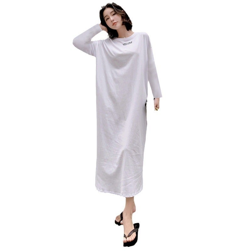 Short-Sleeved South Korea Internet Celebrity Lazy Man Maxi Dress Elegant Dress Loose Plus Size Women'S Long T-Shirt Home Clothes - Image 5