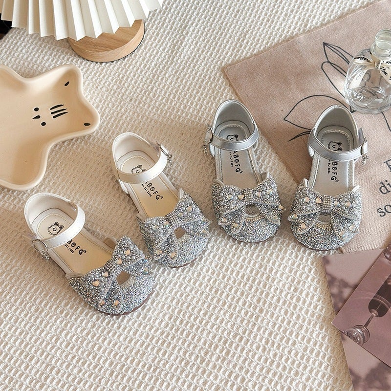 2026 Summer Kids Girls Semi-Sandals Baby Girls Bow Princess Shoes Girls Rhinestone Dance Shoes Wholesale - Image 4
