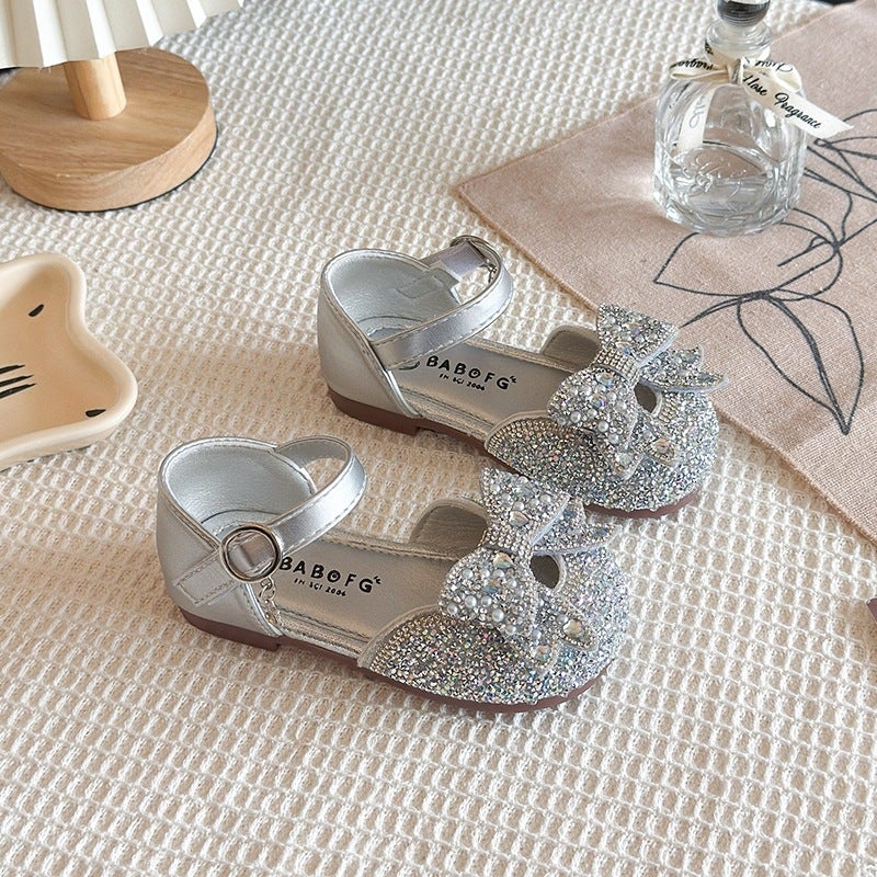 2026 Summer Kids Girls Semi-Sandals Baby Girls Bow Princess Shoes Girls Rhinestone Dance Shoes Wholesale - Image 2