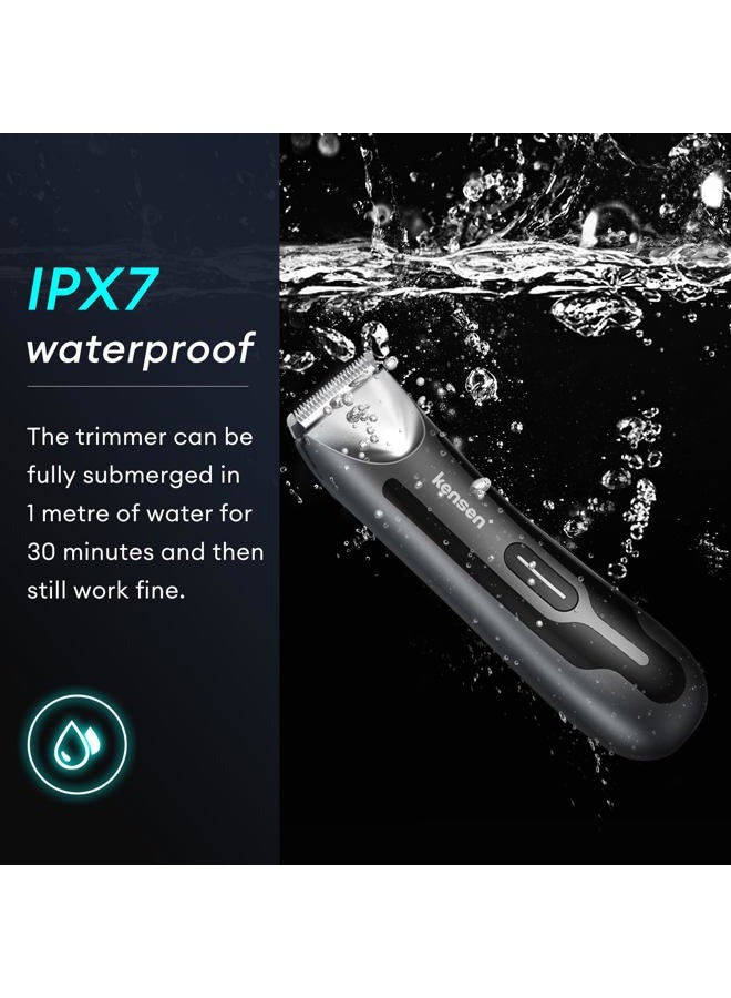 kensen Body Hair Trimmer for Men, Electric Groin Hair Trimmer, Rechargeable Ball Shaver Groomer, Replaceable Ceramic Blade Heads, Waterproof Wet/Dry Clippers, Male Pubic Hair Hygiene Razor - Image 4