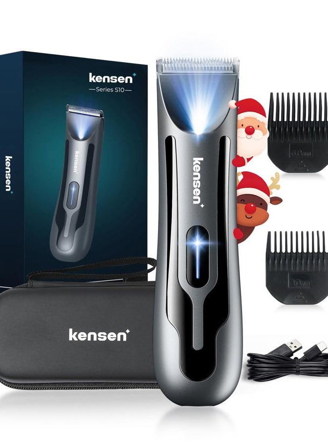 kensen Body Hair Trimmer for Men, Electric Groin Hair Trimmer, Rechargeable Ball Shaver Groomer, Replaceable Ceramic Blade Heads, Waterproof Wet/Dry Clippers, Male Pubic Hair Hygiene Razor - Image 1