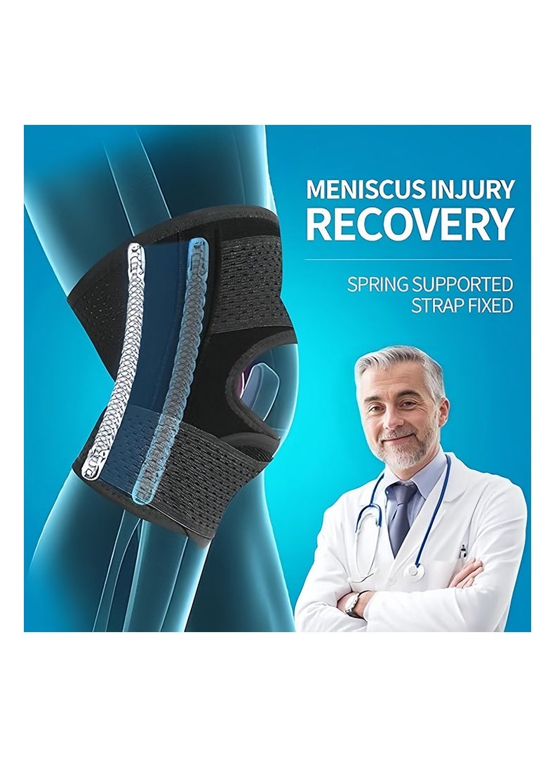 ZAFRA 1 Pack Knee Brace With Side Stabilizers Relieve Meniscal Tear Knee Pain ACL Compression Sleeve Arthritis, Breathable Adjustable Knee Support Suitable for Men And Women With Sports Injuries Pain Relief - Image 3