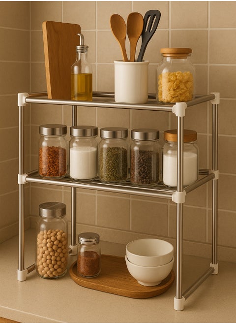 Multifunctional two tier microwave rack