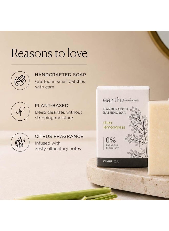 Kimirica Earth Shea Lemongrass Premium Lemon Bathing Soap Bar for Moisturizing Skin Handmade, 100% Vegan & Paraben Free | Daily-Use Bathing Bar (100g) (Pack of 1) - Image 3