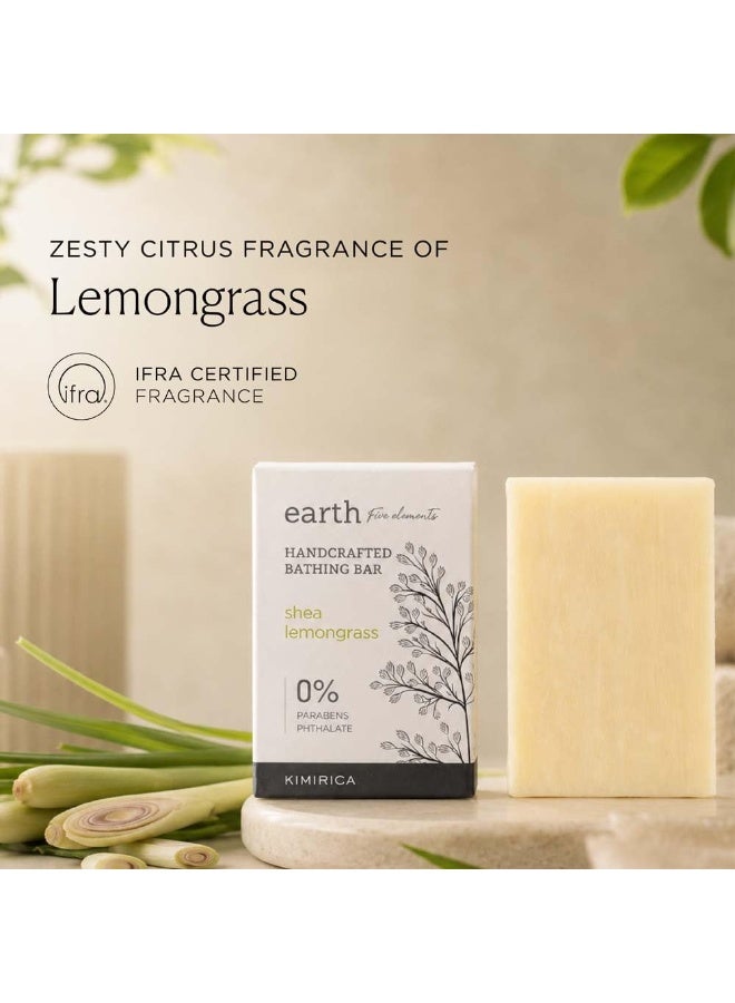 Kimirica Earth Shea Lemongrass Premium Lemon Bathing Soap Bar for Moisturizing Skin Handmade, 100% Vegan & Paraben Free | Daily-Use Bathing Bar (100g) (Pack of 1) - Image 4