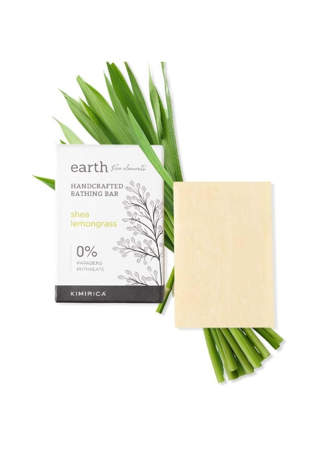 Kimirica Earth Shea Lemongrass Premium Lemon Bathing Soap Bar for Moisturizing Skin Handmade, 100% Vegan & Paraben Free | Daily-Use Bathing Bar (100g) (Pack of 1) - Image 1