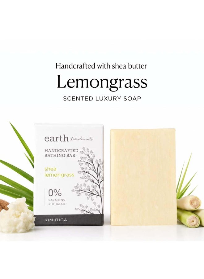Kimirica Earth Shea Lemongrass Premium Lemon Bathing Soap Bar for Moisturizing Skin Handmade, 100% Vegan & Paraben Free | Daily-Use Bathing Bar (100g) (Pack of 1) - Image 2
