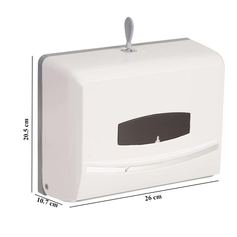 FUZION Wall Mounted Tissue Dispenser | Modern Matte White ABS Plastic Tissue Holder for Bathroom, Kitchen, Office, School, Restaurant | M Fold Tissue Paper Dispenser | Hand Towel Paper Dispenser - Image 3