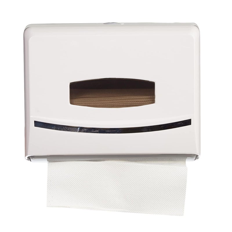 FUZION Wall Mounted Tissue Dispenser | Modern Matte White ABS Plastic Tissue Holder for Bathroom, Kitchen, Office, School, Restaurant | M Fold Tissue Paper Dispenser | Hand Towel Paper Dispenser - Image 1