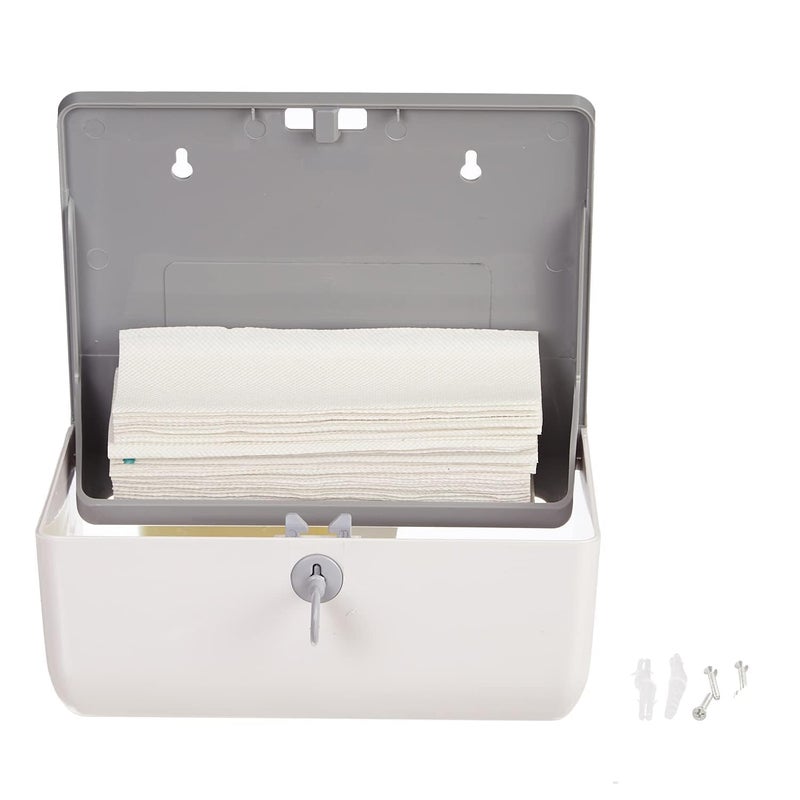 FUZION Wall Mounted Tissue Dispenser | Modern Matte White ABS Plastic Tissue Holder for Bathroom, Kitchen, Office, School, Restaurant | M Fold Tissue Paper Dispenser | Hand Towel Paper Dispenser - Image 2