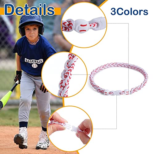 JEANUE 4 Pieces Baseball Necklaces for Boys,Three Braided Rope Tornado Sports Titanium Necklaces,Christmas Gifts Baseball Accessories Drip (Blue style) - Image 5