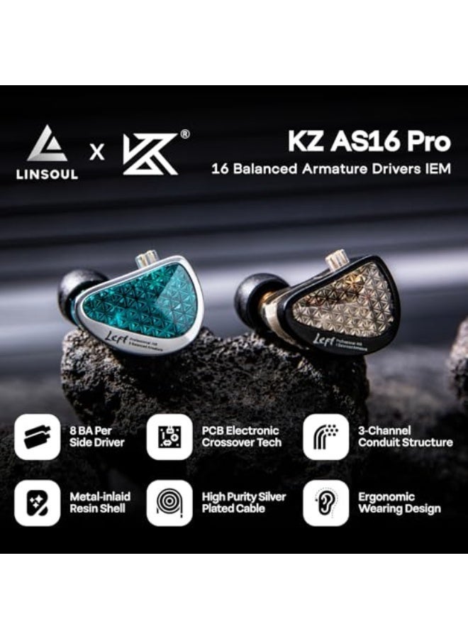 كي زد KZ AS16 Pro 16BA Balanced Armature Drivers HiFi Bass Wired Earbuds - Image 2