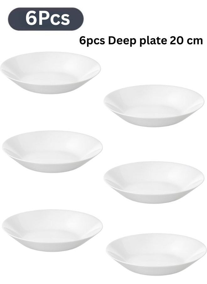 OFTAST Set of 12 French tempered glass plates, consisting of 6 deep plates (20 cm) and 6 side plates (19 cm).  - Image 2