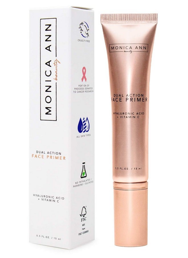 Monica Ann Beauty Dual Action Face Primer 15 Ml ; Hydrating Makeup Primer With Vitamin C & Hyaluronic Acid ; Smoothing Translucent Matte Pore Minimizer ; Foundation Primer For Any Skin Tone  - Image 1