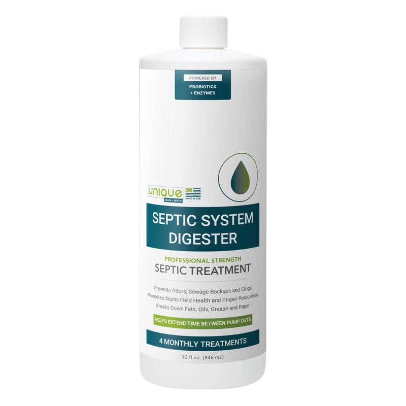 Unique Septic System Digester 4 Monthly Live Bacteria Septic Tank Treatments Prevents BackUps Clogs and Odors 32 oz