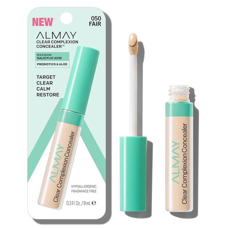 Almay Clear Complexion Acne  Blemish Spot Treatment Concealer Makeup with Salicylic Acid Lightweight Full Coverage Hypoallergenic FragranceFree for Sensitive Skin 050 Fair 03 fl oz