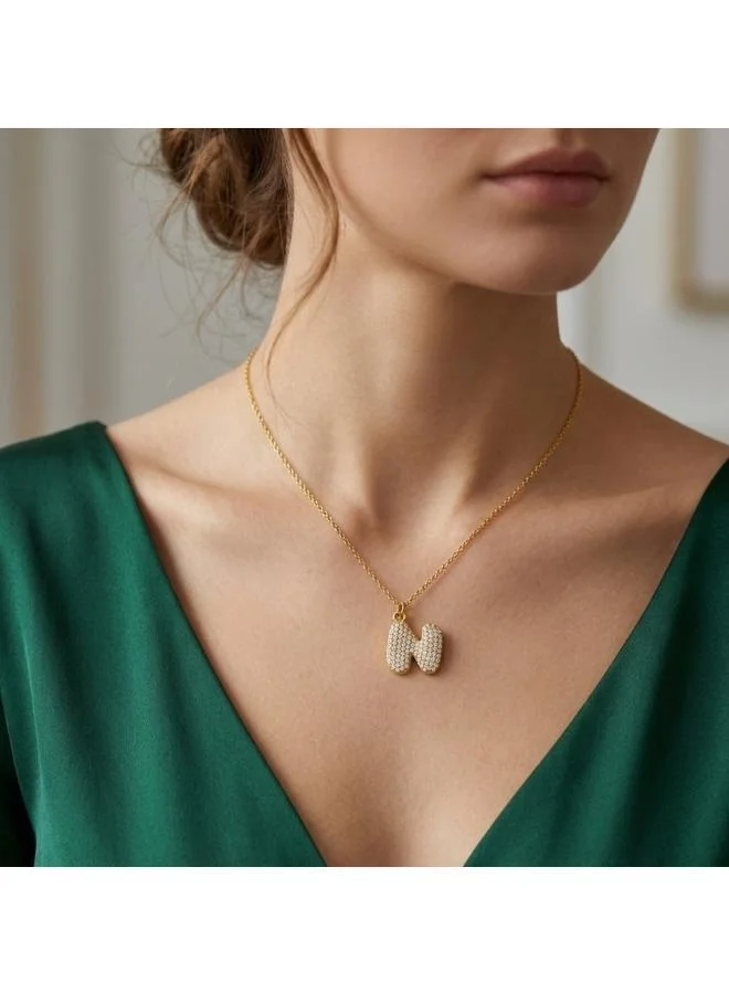 روفو Letter N Bubble Initial Necklace