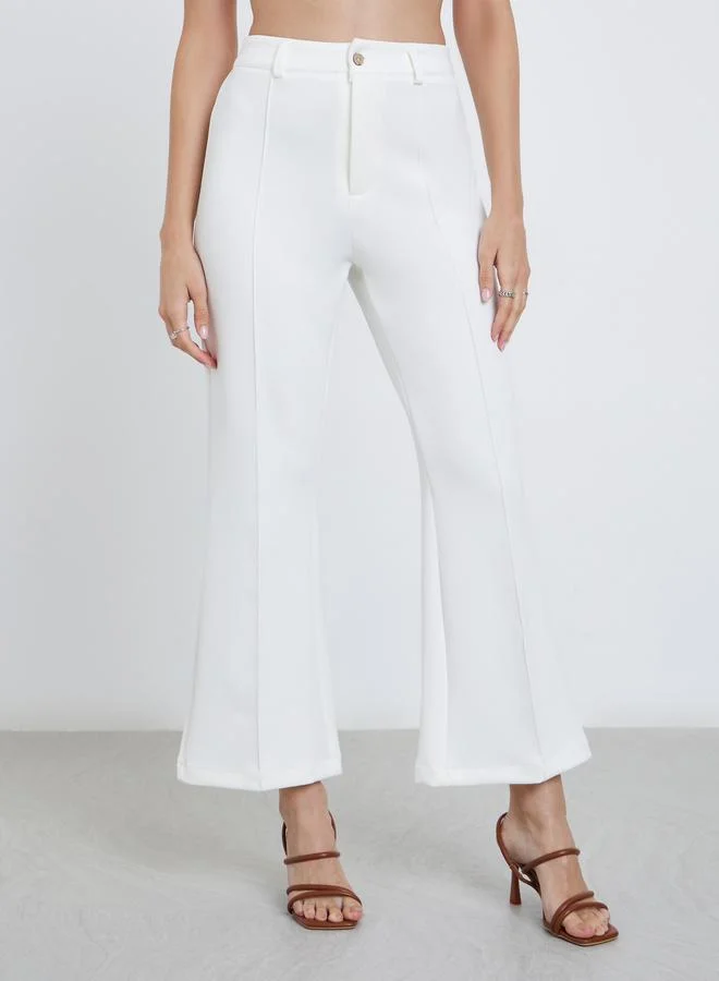 Styli Styli Cream Flared Trousers