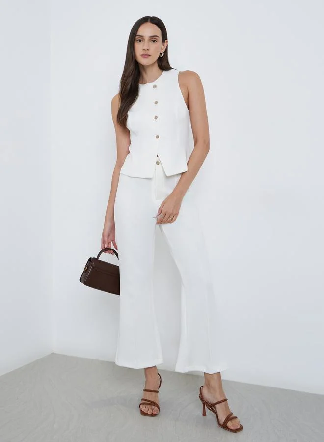 Styli Styli Cream Flared Trousers