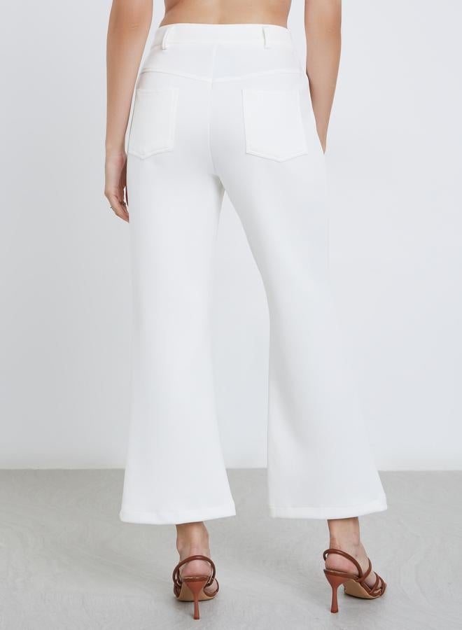Styli Cream Flared Trousers - Image 4