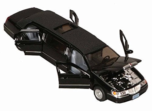Kinsmart 1/38 Scale Diecast 1999 Lincoln Town Car Stretch Limousine in Color Black - Image 2