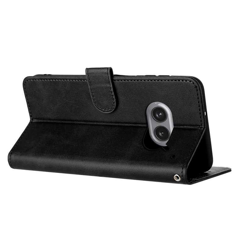 HuHa Protective Cover For Nothing Phone 2a / 2a Plus Solid Calf Texture Flip Leather Phone Case(Black) - Image 4