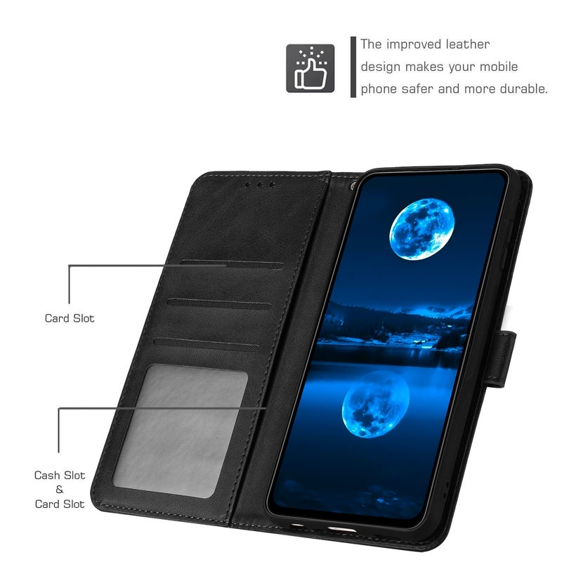 HuHa Protective Cover For Nothing Phone 2a / 2a Plus Solid Calf Texture Flip Leather Phone Case(Black) - Image 5