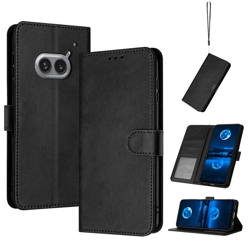 HuHa Protective Cover For Nothing Phone 2a / 2a Plus Solid Calf Texture Flip Leather Phone Case(Black) - Image 1